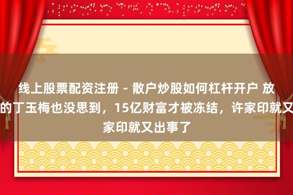 线上股票配资注册 - 散户炒股如何杠杆开户 放浪海外的丁玉梅也没思到，15亿财富才被冻结，许家印就又出事了
