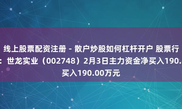线上股票配资注册 - 散户炒股如何杠杆开户 股票行情快报：世龙实业（002748）2月3日主力资金净买入190.00万元